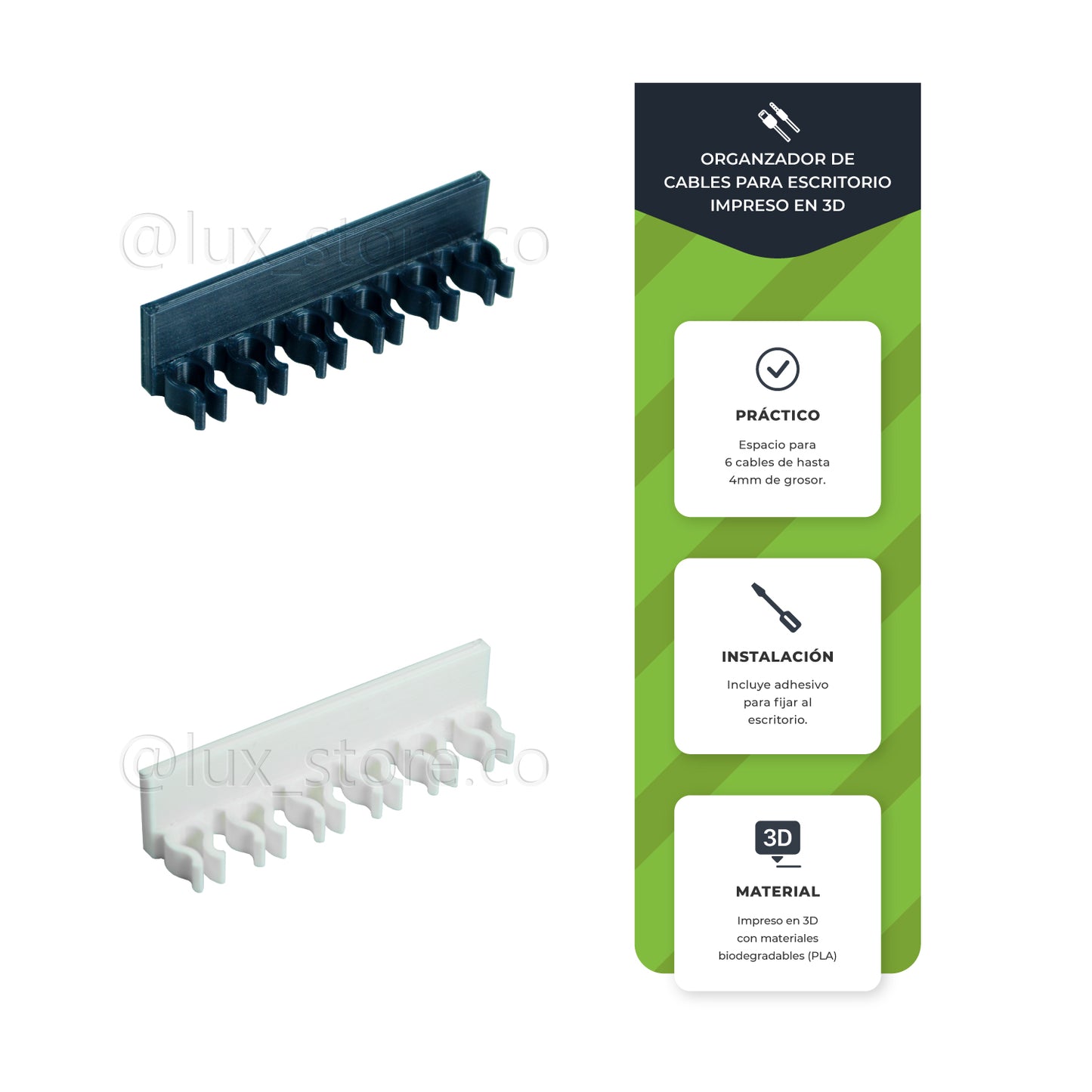 Organizador de Cables para Escritorio Impreso en 3D - Lux Store