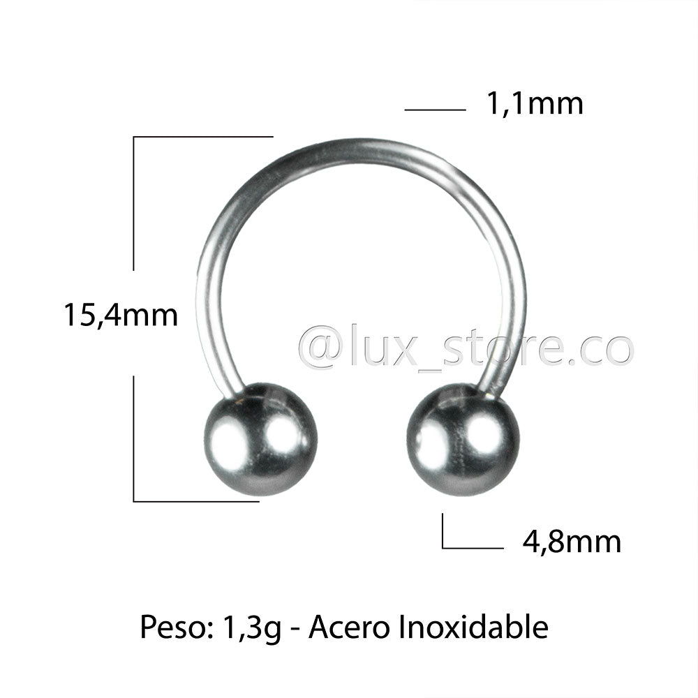 Piercing Perforación Herradura Septum Oreja Acero - Lux Store
