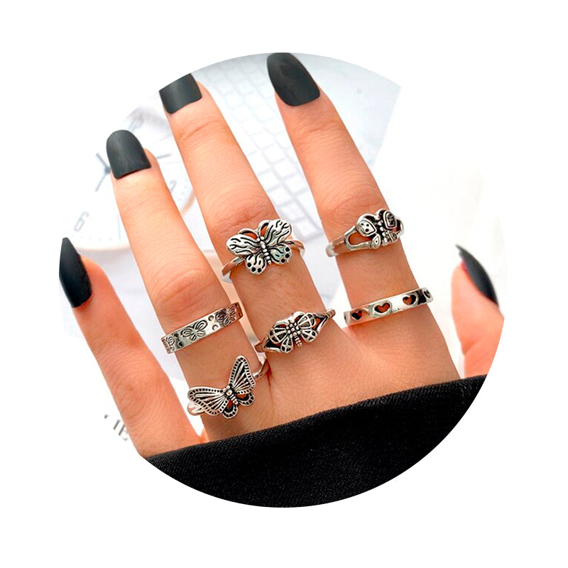 Set Anillos Midi Rings Vintage Mujer Talla Única - Lux Store