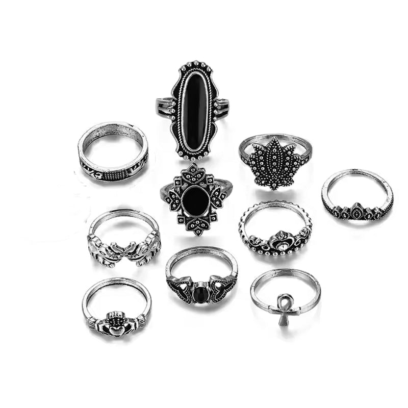 Set Anillos Midi Rings Vintage Mujer Talla Única - Lux Store