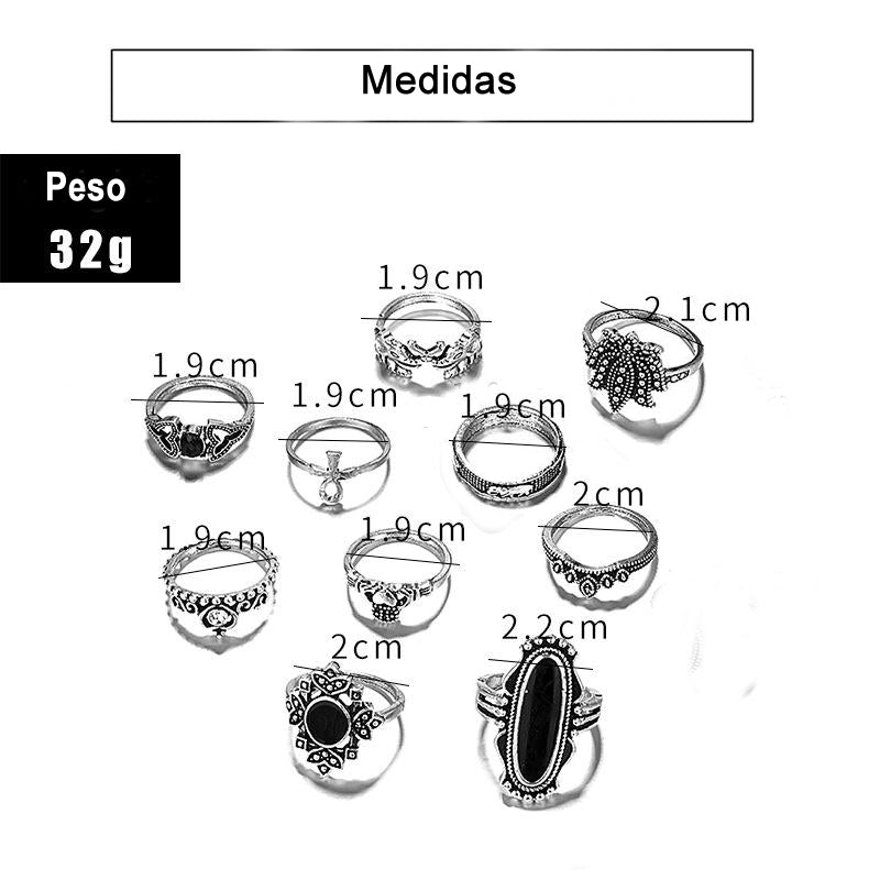 Set Anillos Midi Rings Vintage Mujer Talla Única - Lux Store
