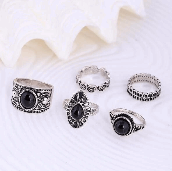 Set Anillos Midi Rings Vintage Mujer Talla Única - Lux Store