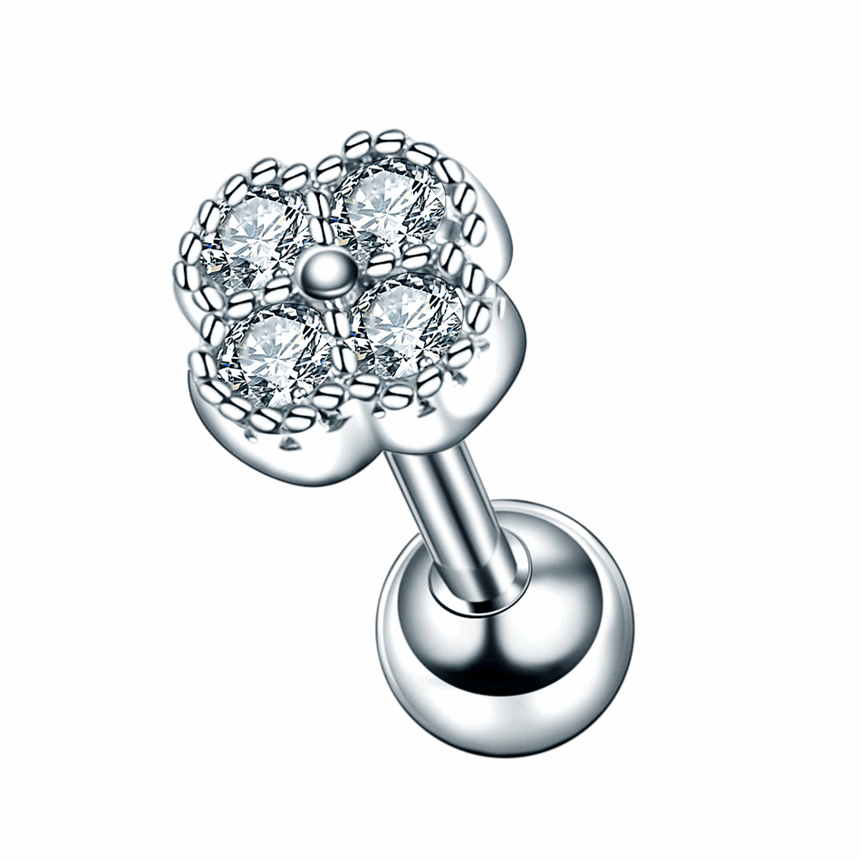 Piercing Acero Oreja Cartílago Tragus Helix Trevo 1 Pza - Lux Store
