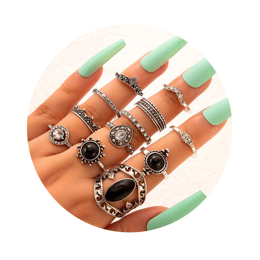 Set Anillos Midi Rings Vintage Mujer Talla Única Szafir - Lux Store