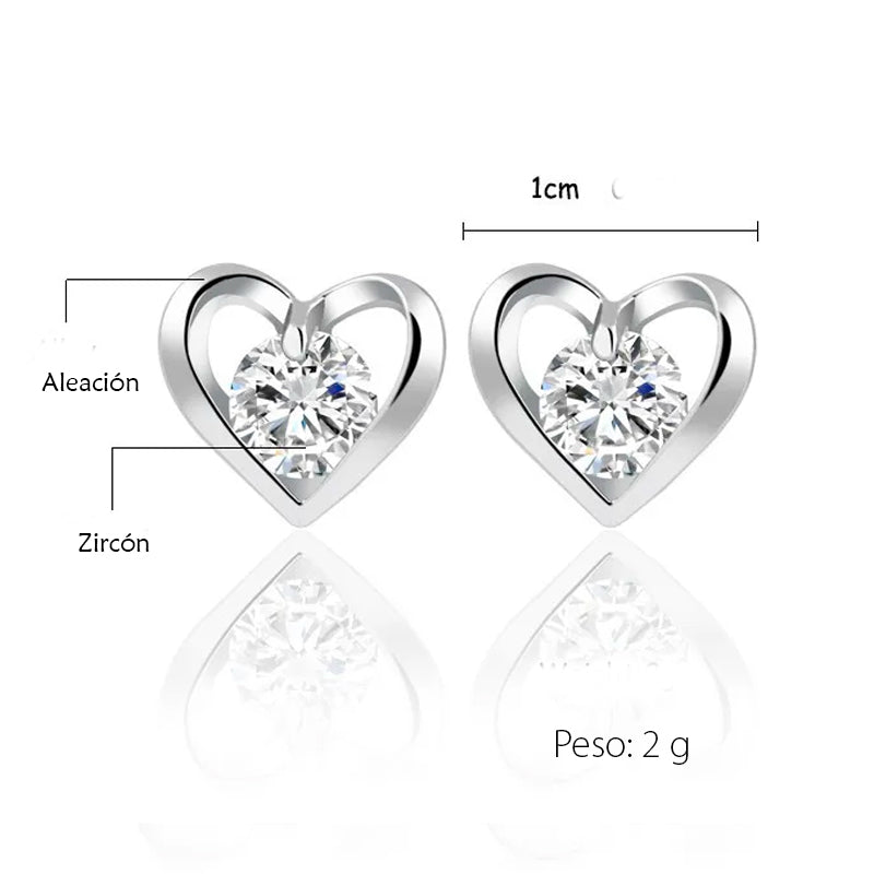 Aretes de Corazón con Cristal de Zirconio – Elegancia y Brillo para Cualquier Ocasión - Lux Store