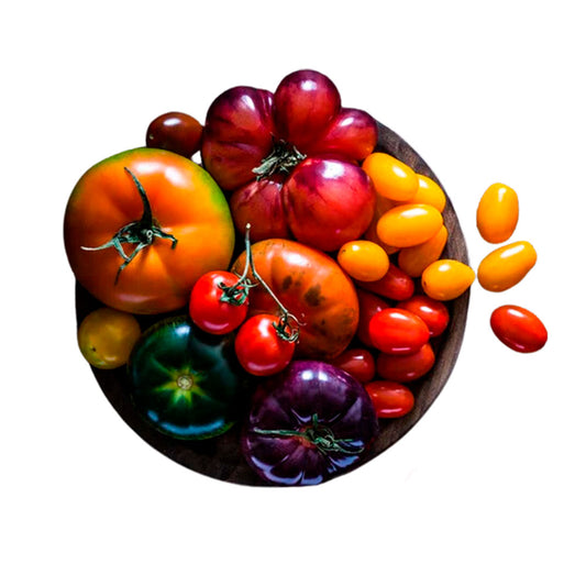 Paquete con 30 semillas de tomates exóticos gourmet, diseñado para cultivar una variedad única en tu jardín.