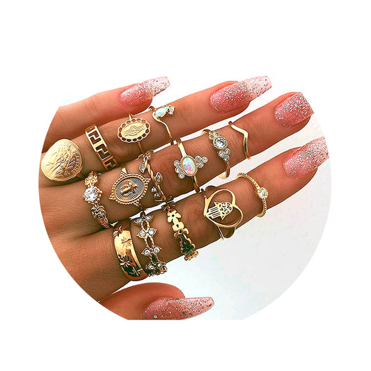 Set Anillos Midi Rings Vintage Mujer Talla Única - Lux Store